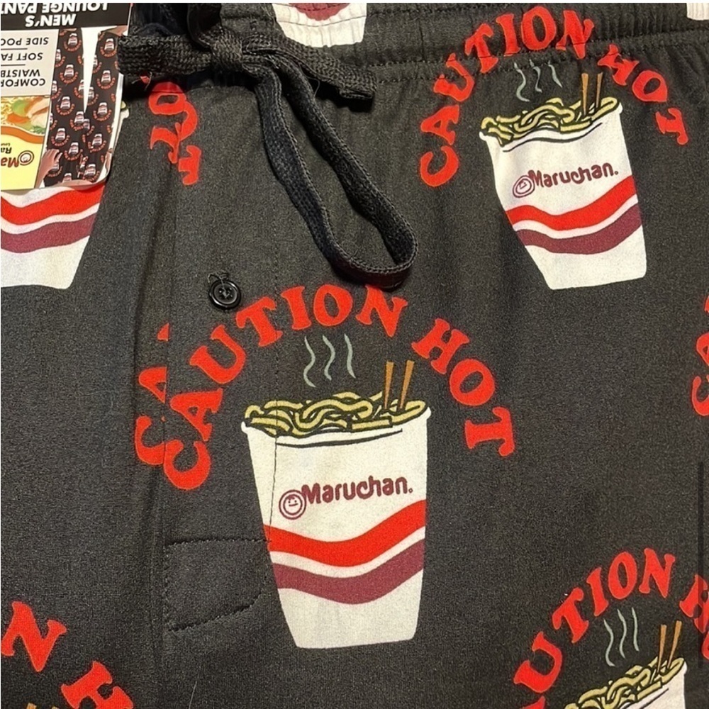NWT Maruchan Ramen Lounge Pants 2XL Black PJ Sleep Pajama Gift Cozy Graphic